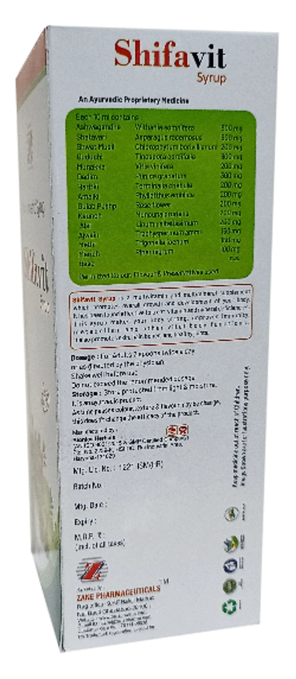 Shifavit Syrup — Ayurvedic Rejuvenation & Vitality Tonic (Ashwagandha • Shatavari • Shwet Musli) | Energy, Stamina & Reproductive Support (Herbal)